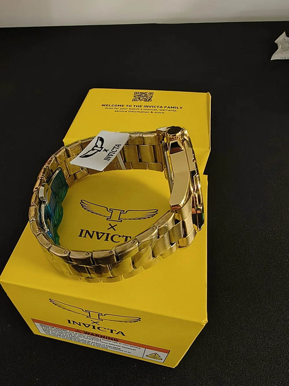 Invicta Gold-Tone Watch with Green Dial
